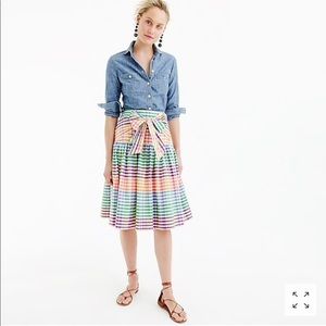 J. Crew Tie-front Skirt In Rainbow Gingham